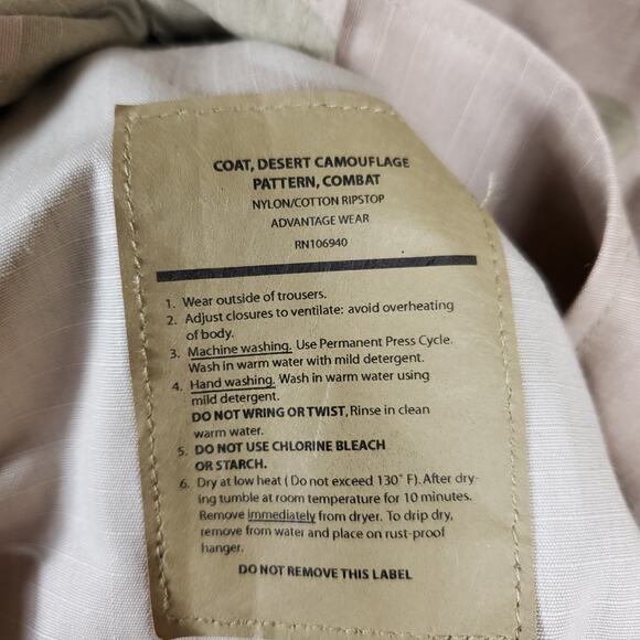 Army Combat Utility Coat in Desert Camouflage  Size XS Extra Short - Picture 8 of 9